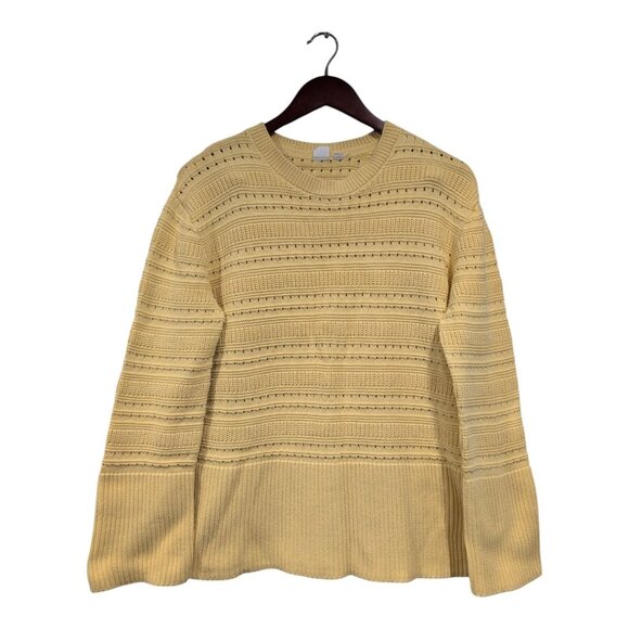 Gap Women's Relaxed Mixed-Stitch Tunic Sweater Split Hem Havanna Yellow Sz S - Picture 1 of 16